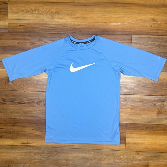 Nike Other - Nike Swim Boys Blue Dri-FIT Rash Guard Short Sleeve Swim Shirt M NESSD828 438